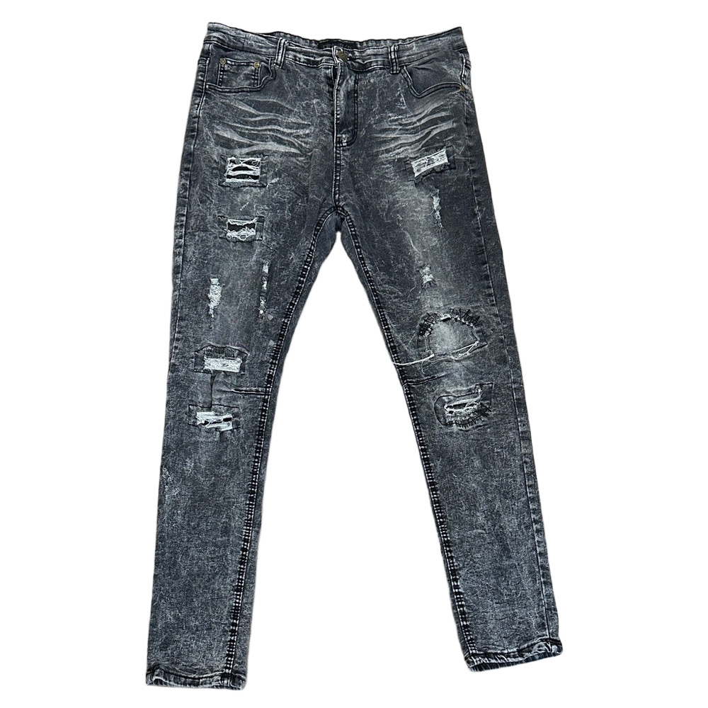 Encrypted Black Distressed Skinny Jeans Size 36
